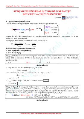 Sử dụng phương pháp quy đổi để giải bài tập đốt cháy và thủy phân peptit - Nguyễn Minh Tuấn